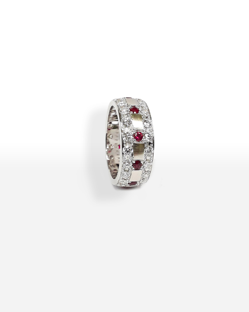 Gioielleria Mario Roggero | Anello fascia diamanti rubini