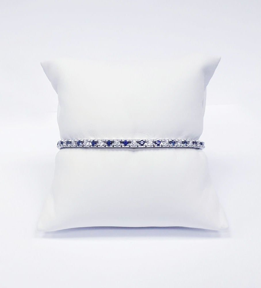 Gioielleria Mario Roggero | Bracciale tennis diamanti e zaffiri